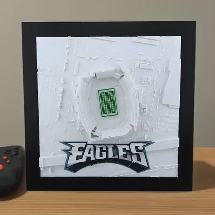 Philadelphia Eagles Framed Topographical Map Art of Lincoln Financial Field with Embossed Logo - NFL Stadium Wall Decor Gift