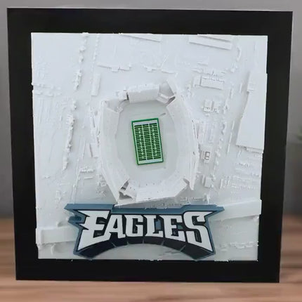 Philadelphia Eagles Lincoln Financial Field Topographical Map Art - Framed 3D Raised Logo Stadium Wall Decor