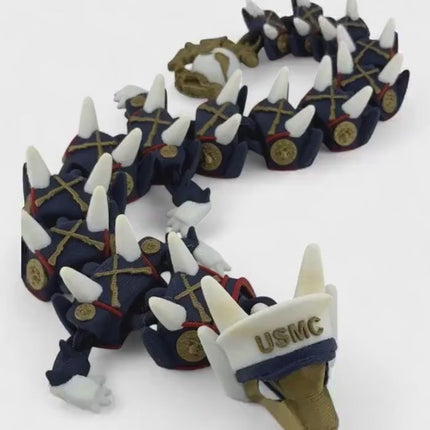 USMC Marine Corps 3D Printed Dragon Statue - Military Collectible Decor, Unique Gift for Marines & Dragon Lovers