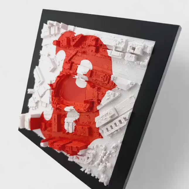 Boston Red Sox 3D Topographical Map Art with Logo, Stadium Landscape Wall Art, Baseball Team Tribute, Unique Home Decor