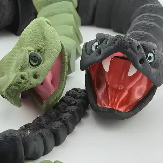 Rattlesnake 3D Printed Flexible Snake Toy, Realistic Articulated Reptile Model, Unique Desk Decor & Educational Gift